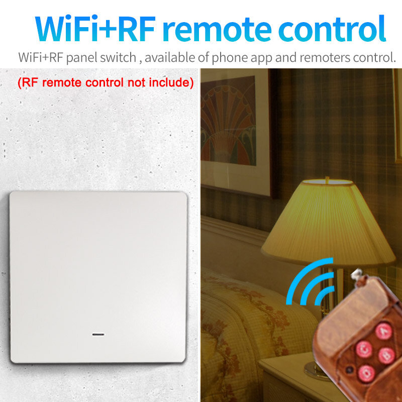 EWeLink-interruptor inteligente RF433 con WiFi para el hogar, pulsador inalámbrico con Control remoto de 220V, Compatible con Alexa y Google Home, UK