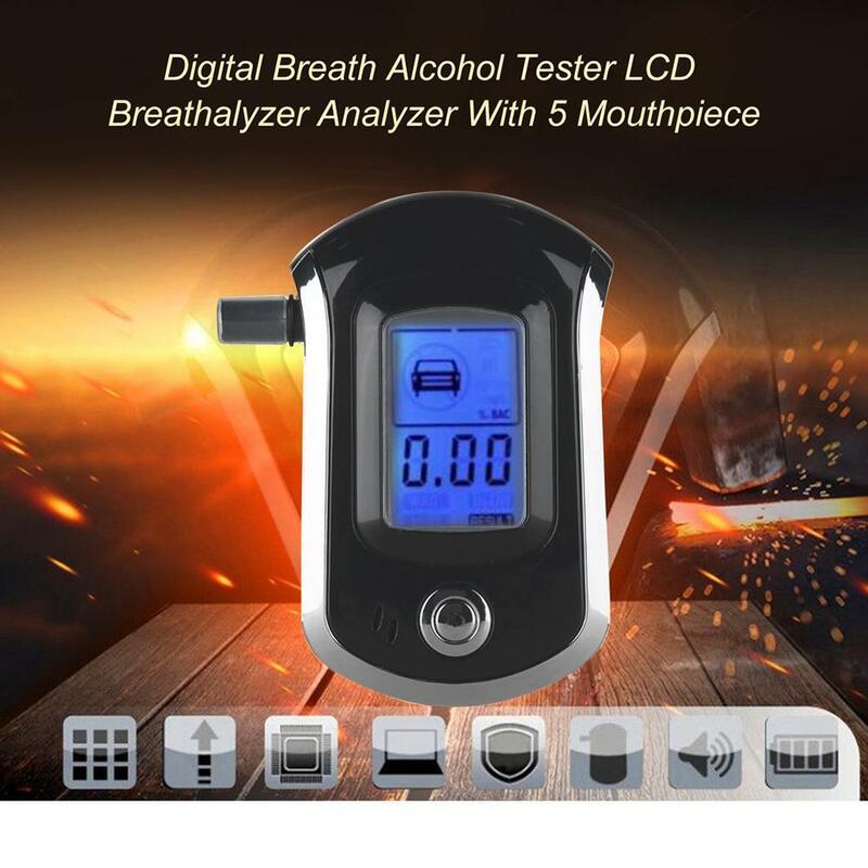 Sensor de Alcohol de superficie plana avanzada LCD Digital Analizador de aliento Detector de respiración Detector de Alcohol
