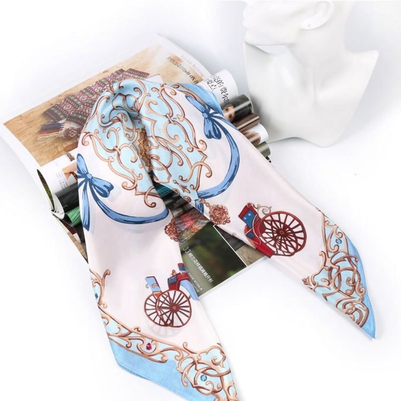 Pañuelo cuadrado de seda de mora para mujer, bufanda de satén Natural con estampado de oficina, bufandas elegantes a la moda