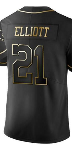 Camiseta de fútbol americano para hombre y mujer, camisa personalizada con puntada para chico, joven, Ezekiel, Elliott, color dorado, negro y blanco