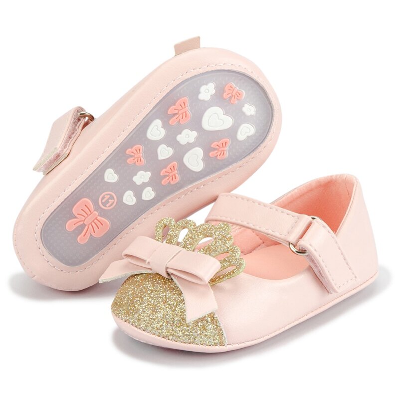 Weixinbuy infantil antiderrapante bonito bowknot sapatos recém-nascidos do bebê meninas mary jane apartamentos da criança princesa casamento primeiros caminhantes 0-18m