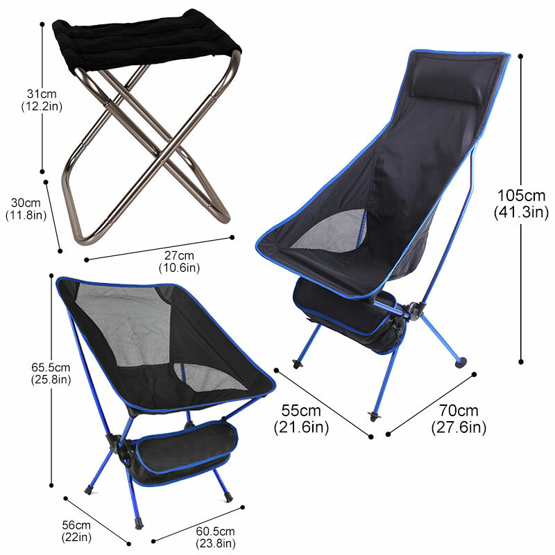 Sedia pieghevole ultraleggera portatile sedia da spiaggia da campeggio supervaligie carico elevato alluminio pesca escursionismo Picnic BBQ sedile strumenti esterni