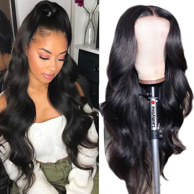 HD Transparent Lace Front Human Hair Wigs 13x6 Brazilian Body Wave Lace Frontal Wig Preplucked 180% Body Wave Lace Front Wig