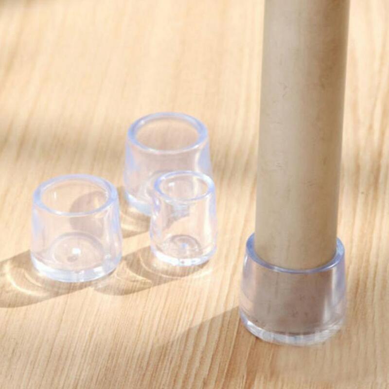 Silicone Chair Leg Socks Transparent Square Table Floor Feet Cover Protector Pads Furniture Pipe Hole Plugs Home Decor