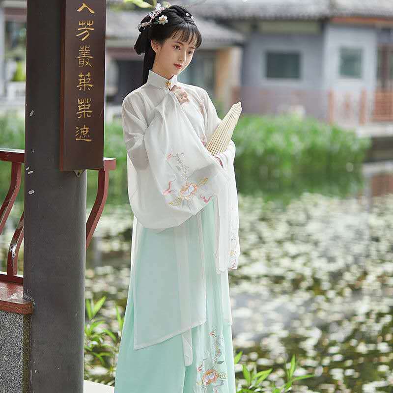 Neue Pfingstrose Bestickte Weibliche Hanfu Ursprüngliches Traditionelle Chinesische Jacke Frauen Hanfu Kostüme Lange Hülse für Damen Erwachsene