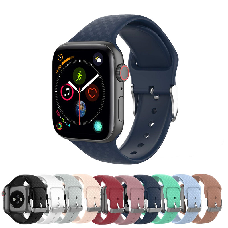 Correa con textura 3D para Apple watch, pulsera de silicona de 38mm, 42mm, 44mm, 40mm, para iwatch 3, 2 y 5