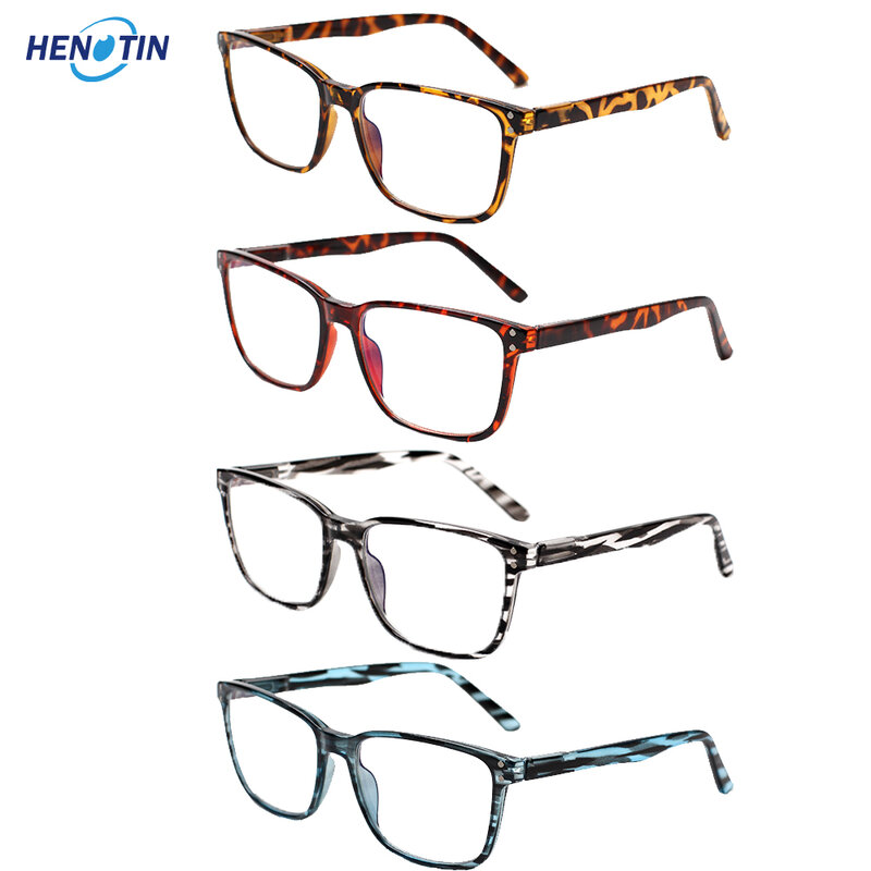 Henotin Frame Plastik Retro Klasik Engsel Pegas Kacamata Presbyopic Pembaca HD Kacamata Diopter + 1.0 + 2.0 + 3.0 + 4.0 + 5.0 + 6.0