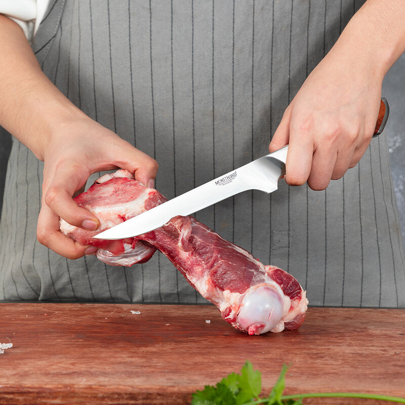 Couteaux de cuisine japonais couteau de Chef allemand en acier au carbone 1.4116 tranchant Santoku couteau à fruits utilitaire à désosser manche en bois de rose massif