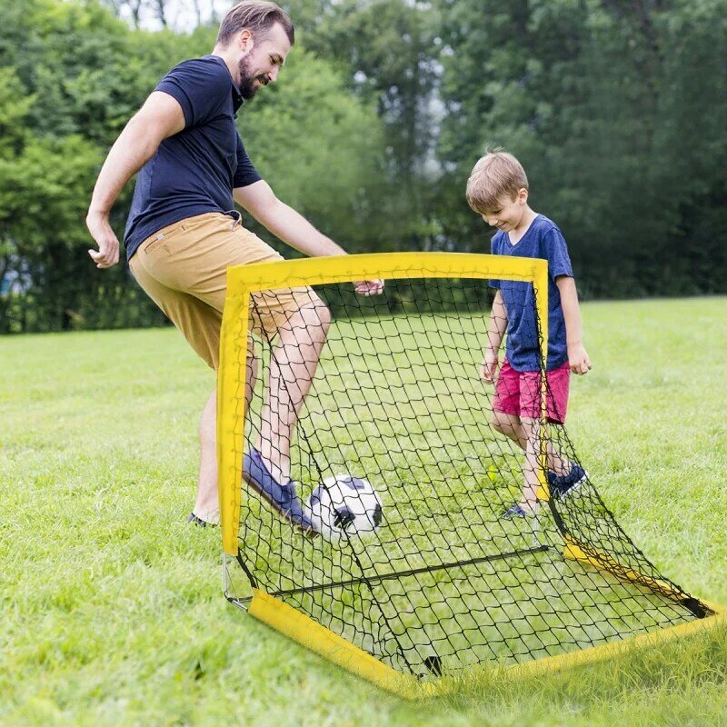 กีฬาเด็ก Mini ชุดเป้าหมายฟุตบอล-Backyard/ในร่มสุทธิและชุดบอลแบบพกพาพับเยาวชนฟุตบอลเป้าหมาย