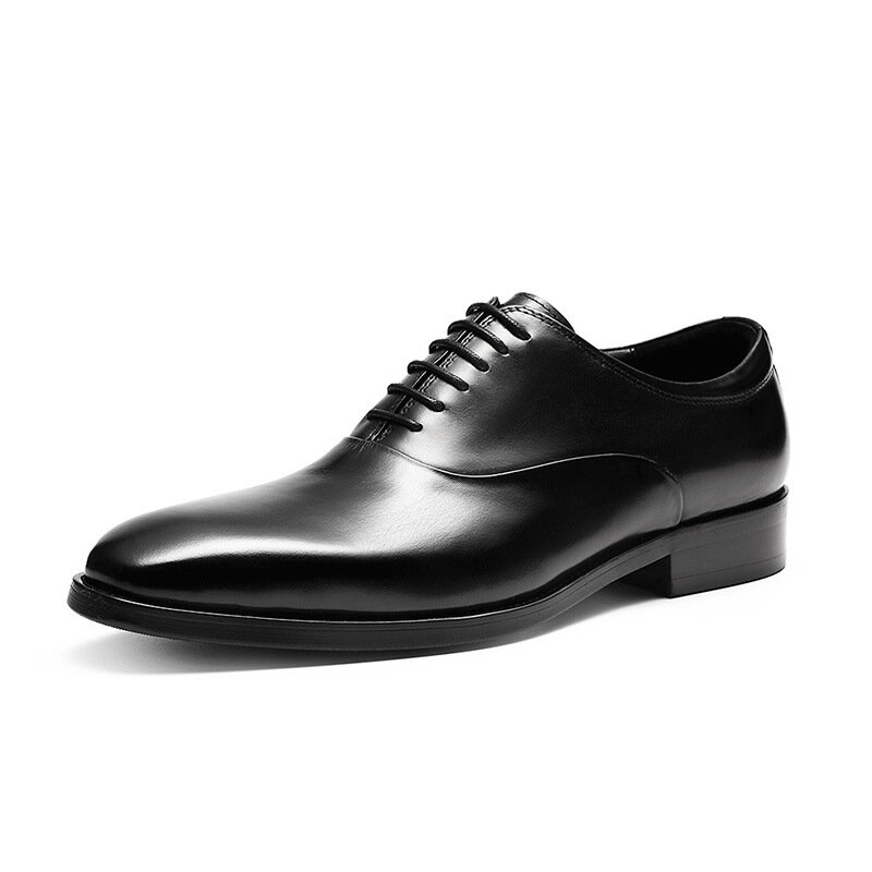 COZOK Men's formal shoes  Men's New Business Formal Wear Small Square Head Lace-up Cowhide Handmade Formal Casual Leather Shoes