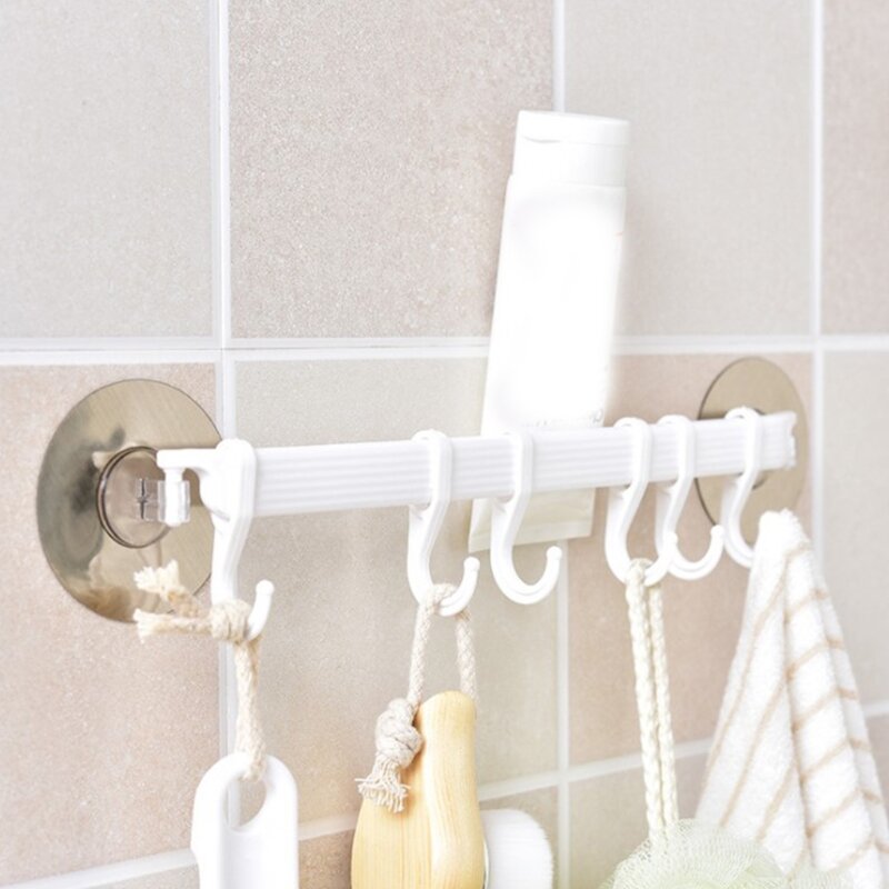 A Set Of Strong Paste Wall Hanging Seamless Nail-free Hanger Towel Key Holder Hook For Storage In Kitchen And Bathroom