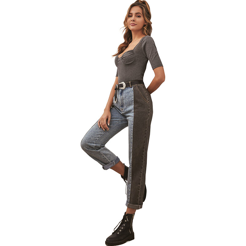 JYSS fashionable mom jeans for women ropa mujer patchwork denim pants lady straight jeans 30165