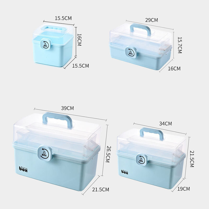Medicine Box Portable First Aid Kit Storage Box Plastic Multifunctional Family Storage Organizer with Handle Large Capacity