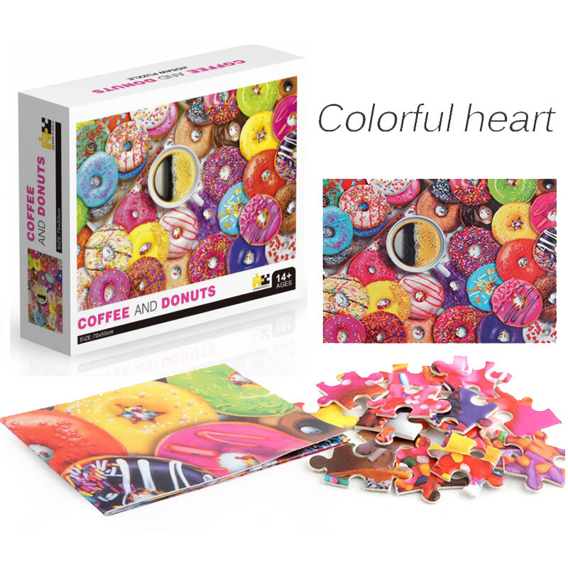 Bunte Donut Candy Süße Jigsaw Puzzle 1000 Stück für Kind Erwachsene Relief Stress spiele zappeln Spielzeug Zimmer Dekoration