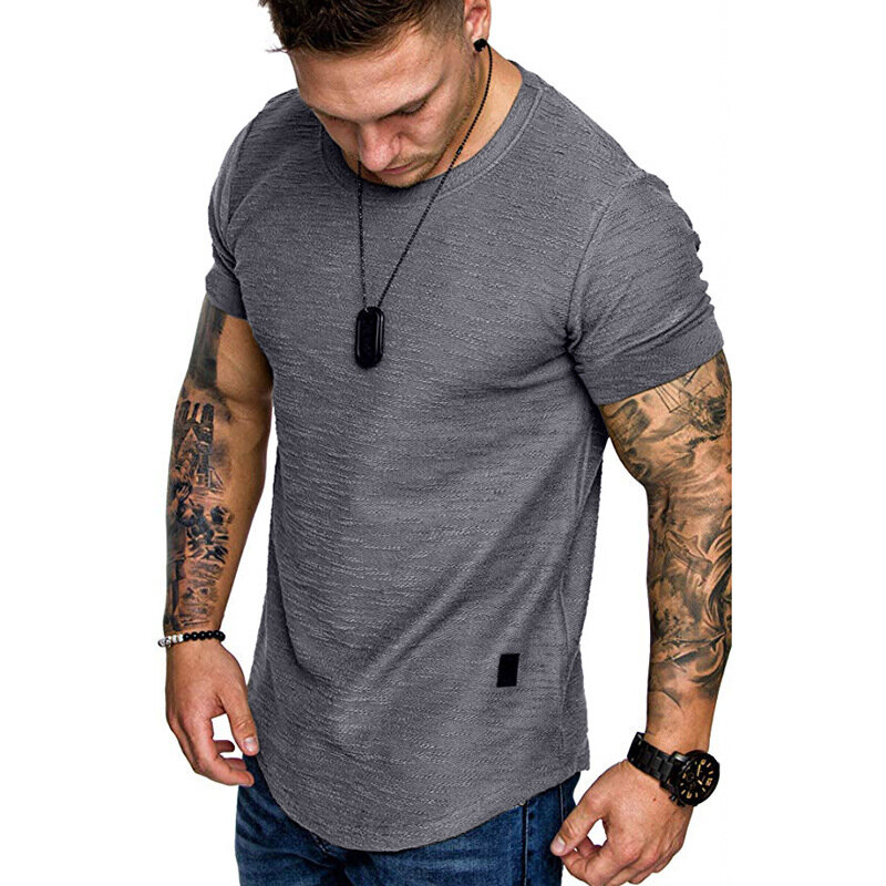 Camiseta informal de manga corta de retales a la moda de verano para hombre ropa hombre tendencia Casual ajustada Fit Hip Hop Top Tees DS750 Dark Pink 