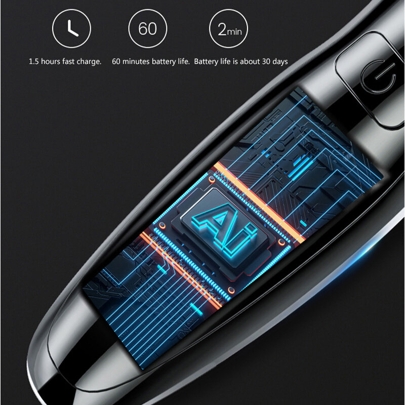 เครื่องโกนหนวดไฟฟ้า4D ผู้ชายไฟฟ้าผม Clipper ชาร์จ USB Professional Hair Trimmer เครื่องตัดสำหรับชายผู้ใหญ่มีดโกน