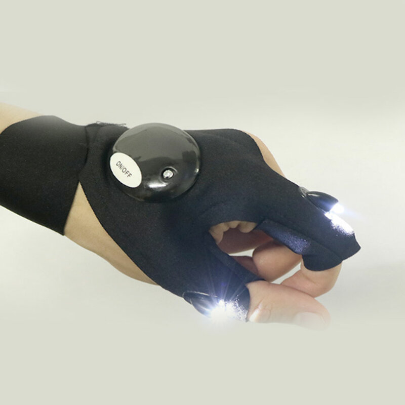 Angeln Handschuhe Mit LED Licht Atmungsaktive Langlebig Magic Strap Fingerlose Taschenlampe Abdeckung Handschuhe Rettungs Werkzeuge Outdoor Getriebe