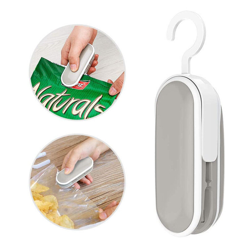 Portátil mini aferidor handheld calor saco casa calor plástico 2 em 1 máquina de selagem calor saver embalagem clipes armazenamento da cozinha