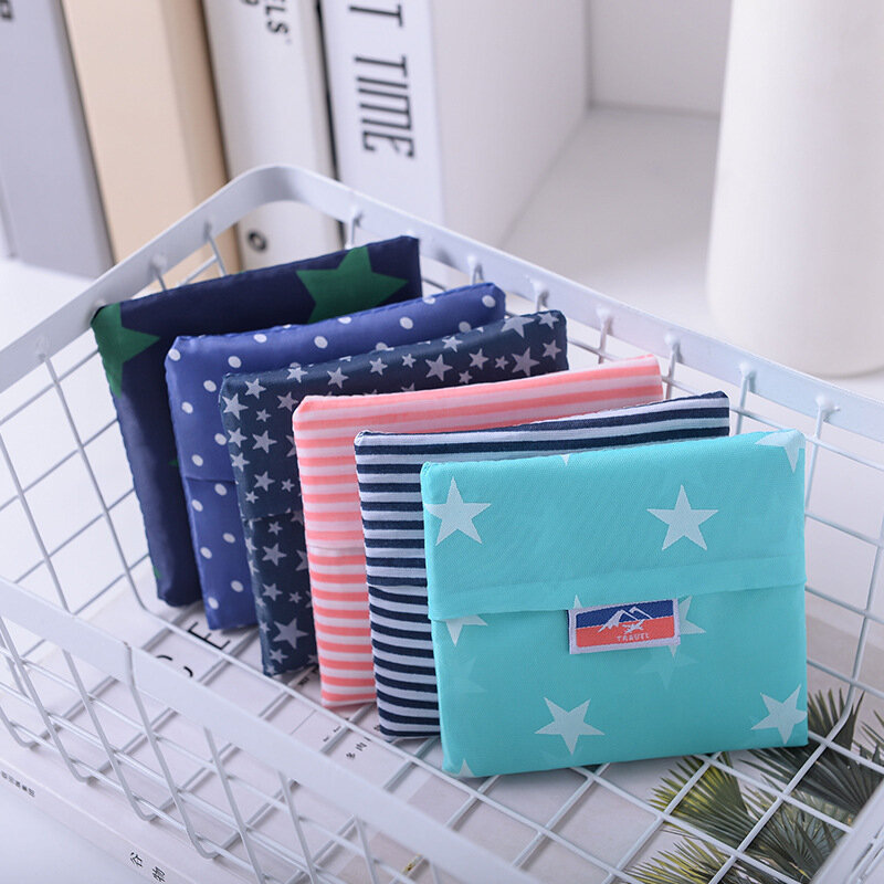 새로운 핫 세일 패션 인쇄 접이식 녹색 쇼핑 가방 토트 접는 파우치 핸드백 편리한 대용량 저장 가방