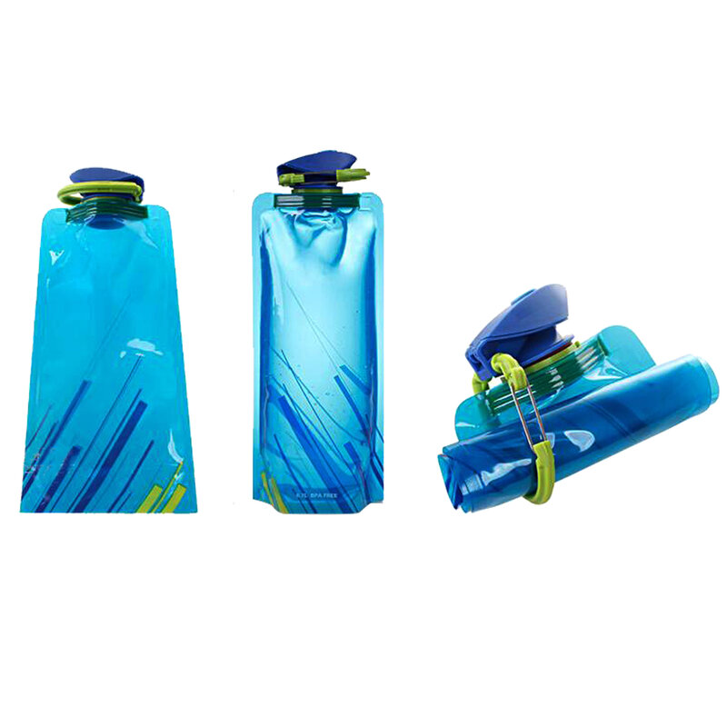 زجاجة ماء قابلة للطي في الهواء الطلق ، كيس ماء PE ، قارورة ناعمة ، ضغط ، محمول ، للجري ، ركوب الدراجات