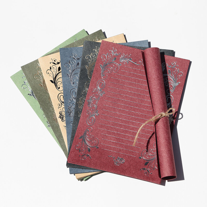 Coloffise – lot de 4 papiers enveloppes d'estampage à chaud, papeterie rétro, beau motif romantique, lettre d'amour créative