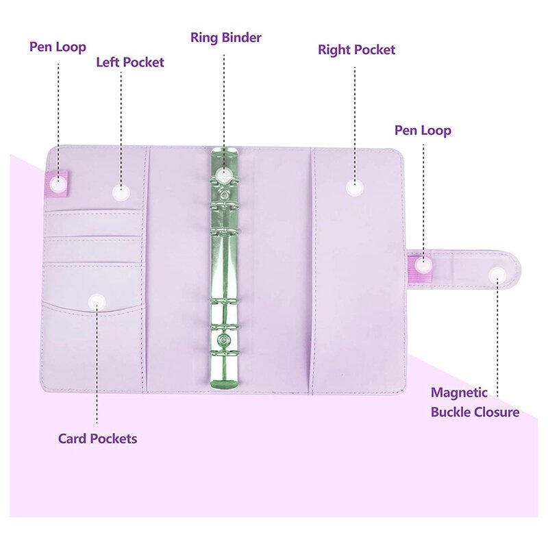 Папка для блокнотов A6 из искусственной кожи, с 12 цветными пластиковыми карманами, может хранить наличные банковские карты
