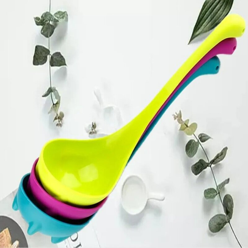 1/2Pcs Long Handle Vertical Dinosaur Soup Spoon Resistant Tools Noodle Leaky Meal Dinner Cooking Stirrer Spoon Kitchen Supplies