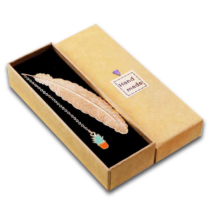 1Pc โลหะ Feather Bookmark สวยจี้ Creative Bookmark ของขวัญนักเรียนอุปกรณ์