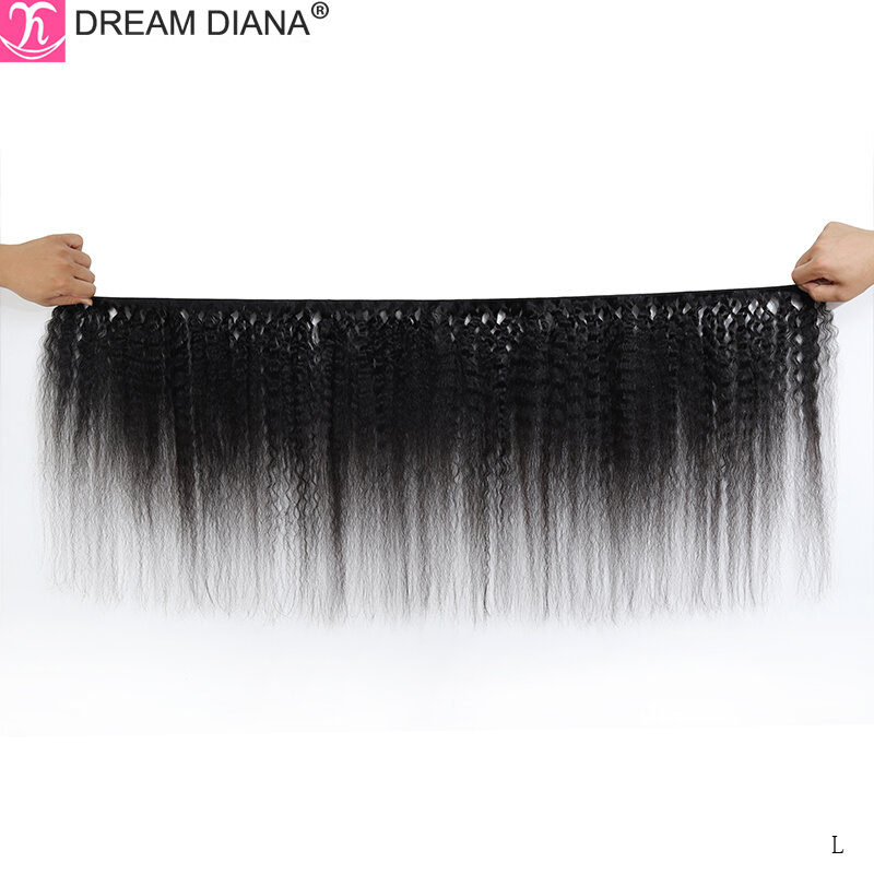 Dreamdian-aplique de cabelo longo, cabelo afro yaki, tamanhos de 8 a 30 polegadas, cor natural, mechas de cabelo 100% humano