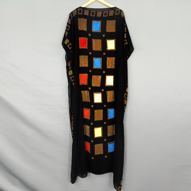 Robe africaine longue en velours coloré pour femmes, Kaftan Abaya, vêtements islamiques, mode diamant, Boubou, Turban 100% coton, nouvelle collection