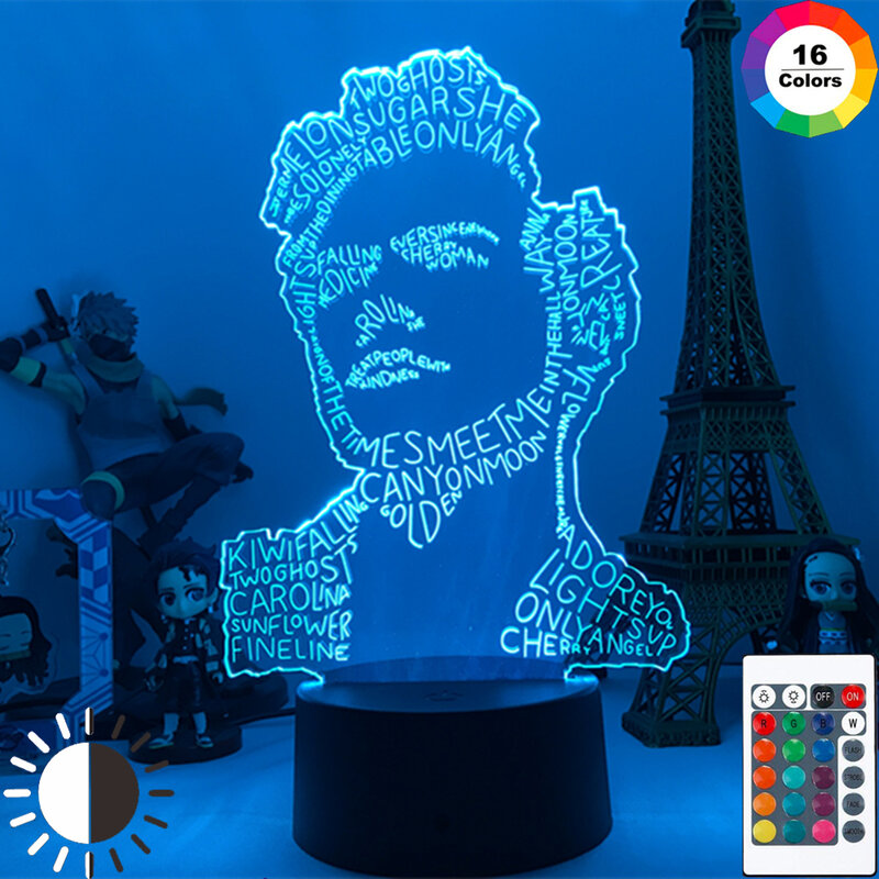 Harry Edward style lampa gwiezdna 3D Night LightGift dla fanów Hoom lampa ozdobna czujnik dotykowy Led lampa biurkowa Super gwiazda prezent.