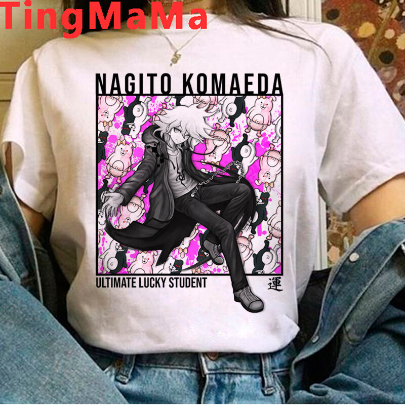 Danganronpa Nagito Komaeda Ouma Kokichi Baju Kaos Wanita Tumblr Grafis Kaus Wanita Putih Pakaian Estetika Harajuku