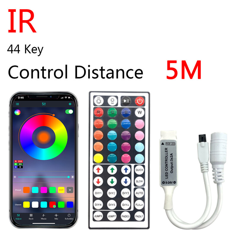 LED Light Strip Controller Bluetooth WIFI 44 Key infravermelho Remote Controller 44 Key Remote Controller RGB 5050/2835 12V LED