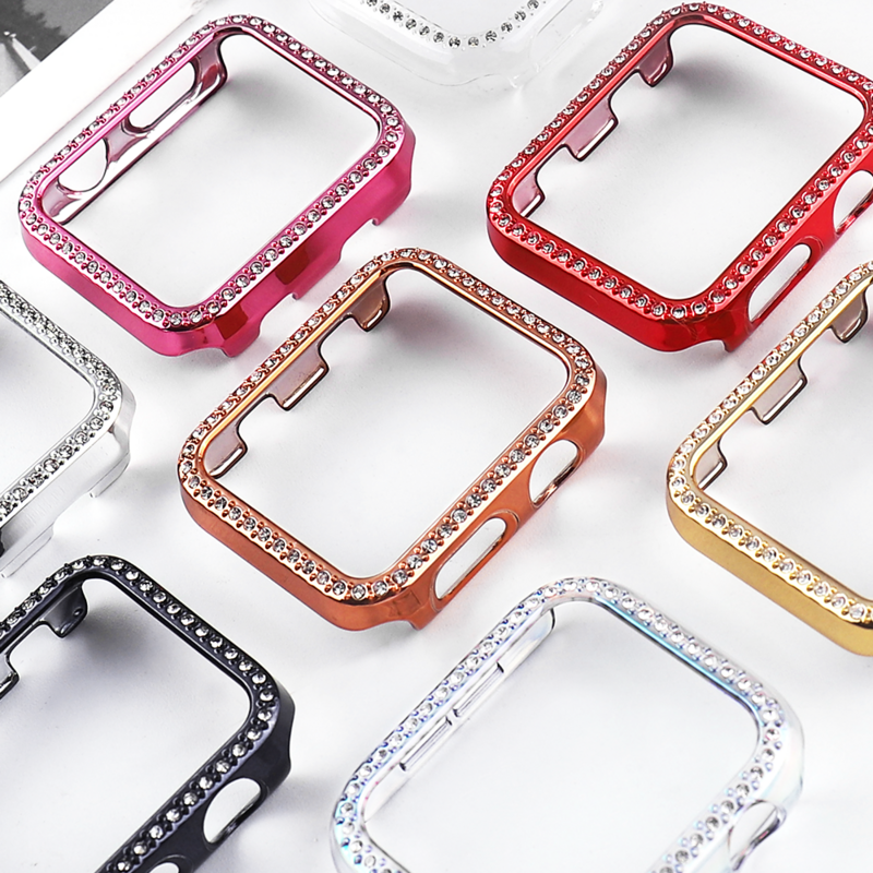 Diamond Bumper กรณีป้องกันสำหรับ Apple Watch Series 7 SE 65432 38มม.42มม.สำหรับ Iwatch 40มม.44มม.อุปกรณ์เสริมสร้อยข้อมือ