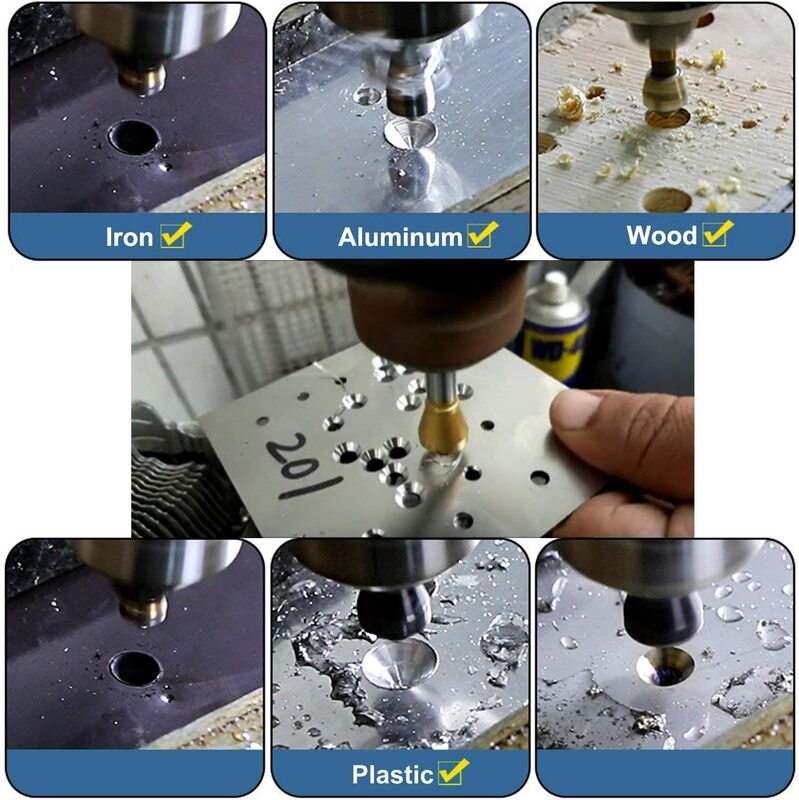 Titanium Countersink Ontbramen Boor Taper Hole Cutter Staal/Aluminium Verzonken Kop Afkanten Gereedschap