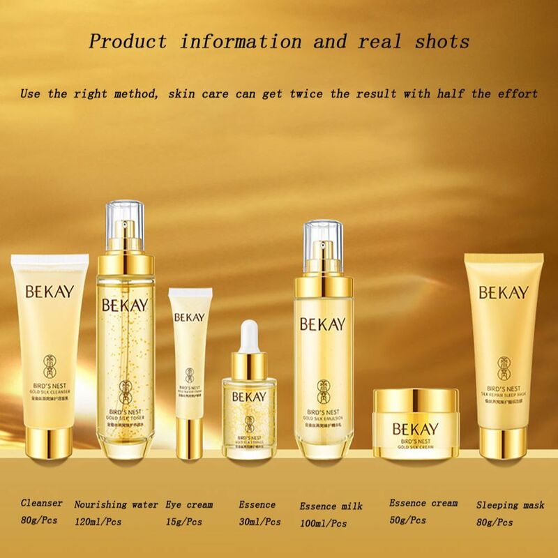 Golden Silk Bird's Nest Beauty Skin Care Products Sets Face Moisturizing Whitening Cream Sleeping Mask Anti-wrinkle Face Serum