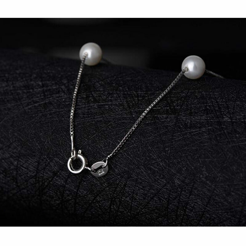 ANENJERY-collar de perlas de 6mm para mujer, gargantilla de Color plateado, caja de regalo, joyería, S-N54