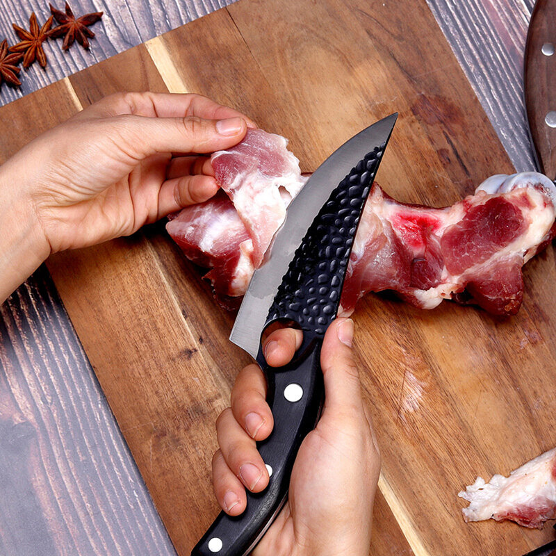 Couteau à désosser de cuisine en acier inoxydable, couteau de pêche fait à la main, couperet à viande, coupe de cuisine en plein air, couteau de boucher