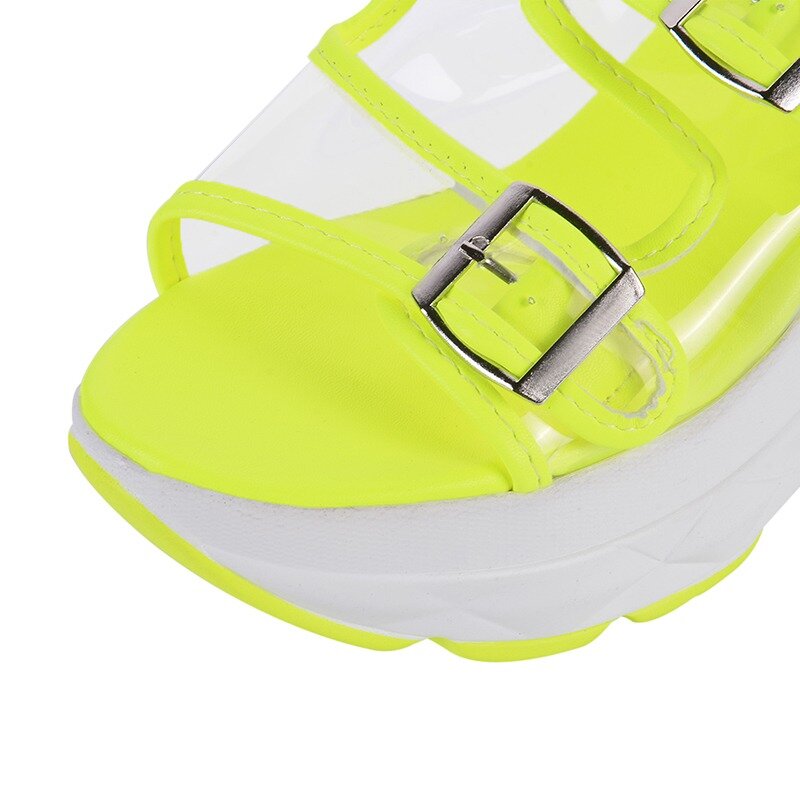 Sandales transparentes à Double boucle pour femmes, chaussures d'extérieur à la mode, été, 2020