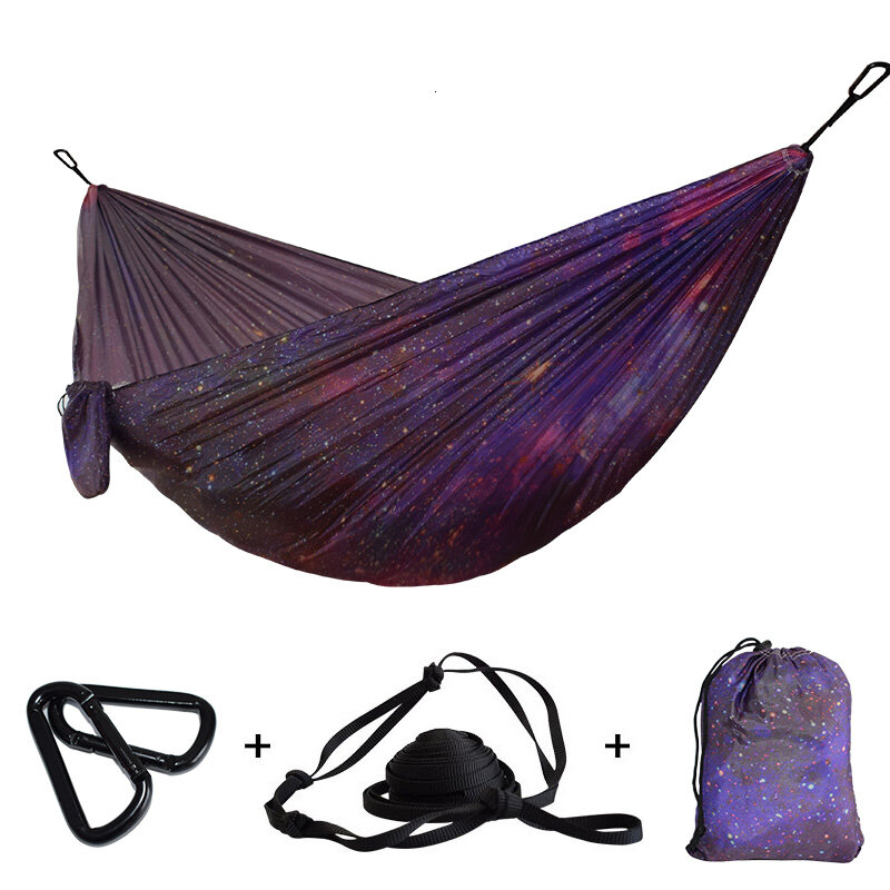 Novo estilo impresso rede criativa ao ar livre náilon hammock pendurado parachute rede impressa céu estrelado