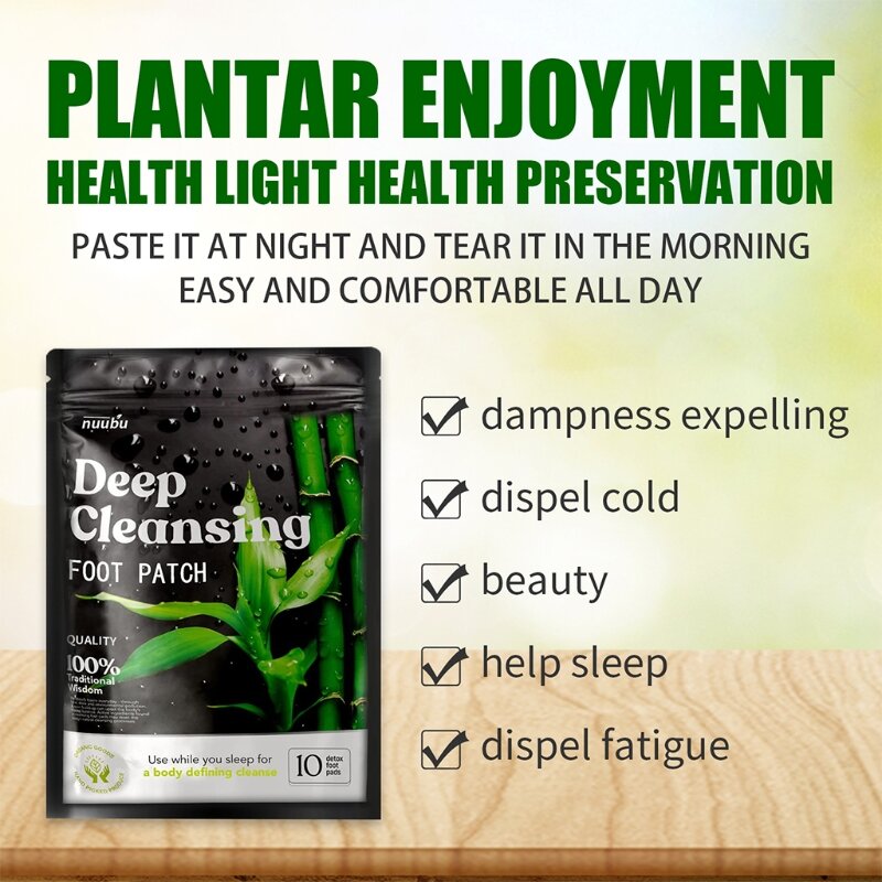 สมุนไพรทำความสะอาดลึกเท้าธรรมชาติไม้ไผ่ Patch สำหรับ Deep Sleep Stress Relief Body สารพิษฟุต Slimming สติกเกอร์