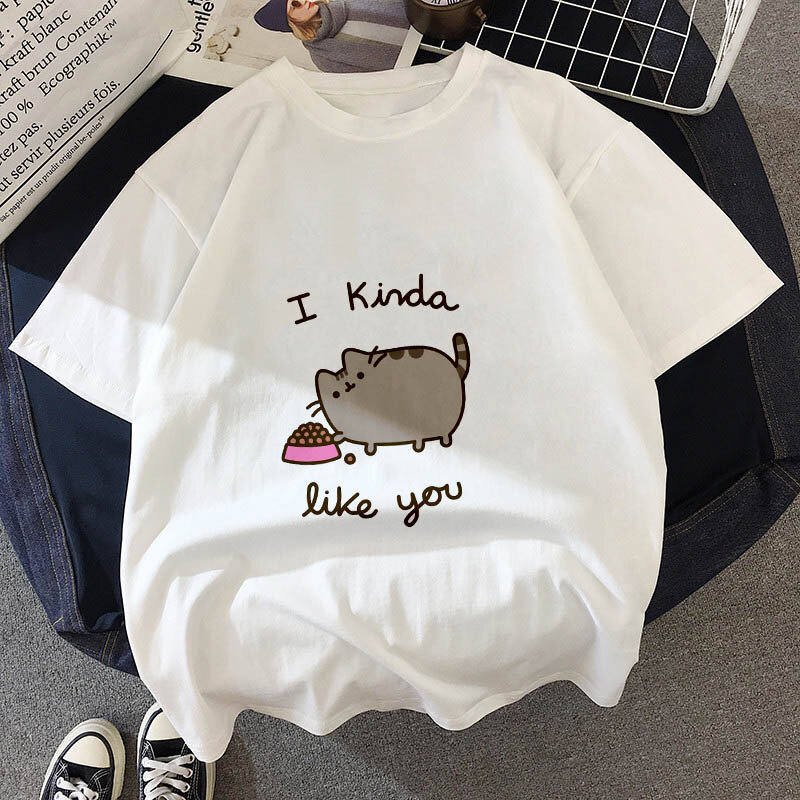 Camiseta Kawaii de gato gordo para niños, camiseta bonita de moda para niños, camiseta Hipster de sección fina, camisetas, ropa, BAL541