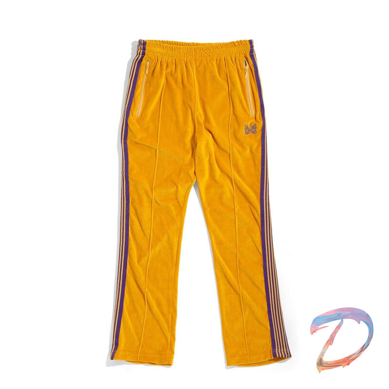 AWGE – pantalon Rocky à aiguilles pour hommes et femmes, sweat-shirt surdimensionné en velours jaune de haute qualité avec broderie papillon