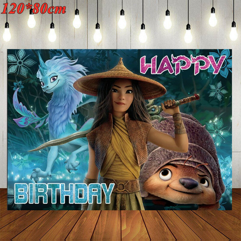 Set di stoviglie per feste usa e getta Disney Cartoon decorazioni per feste di compleanno per bambini Baby Shower Raya e The Last Dragon forniture per feste a tema