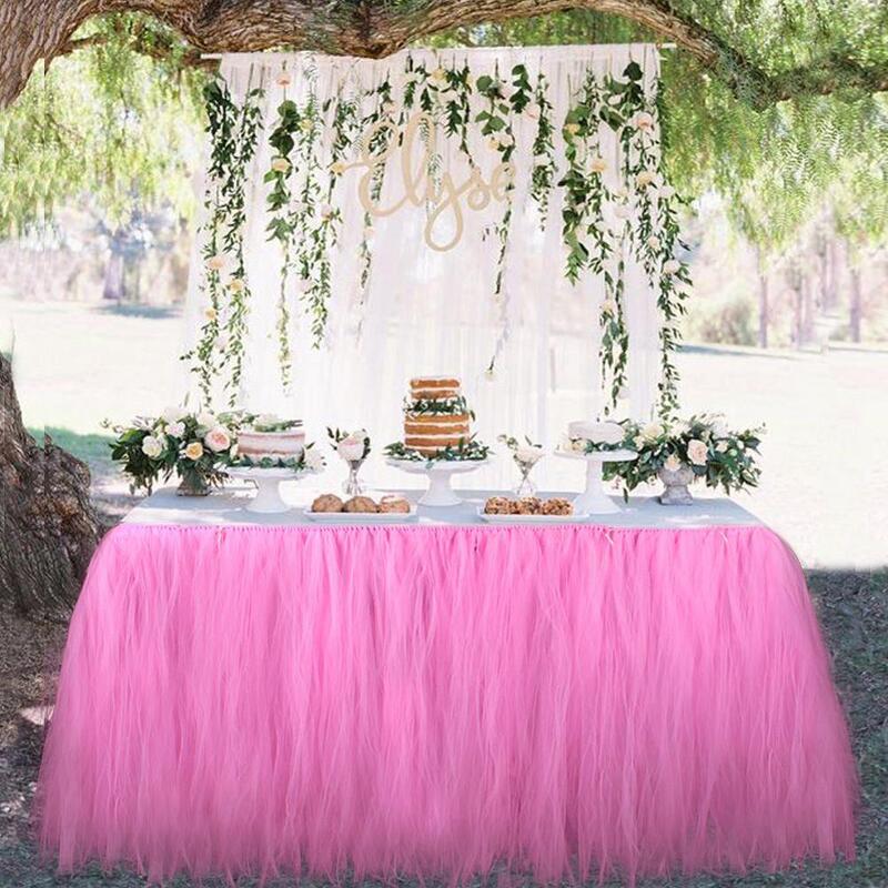 OurWarm Many Tulle Tutu Table Skirt Tulle Tableware for Wedding Decoration Baby Shower Party Wedding Table Skirting Home Textile