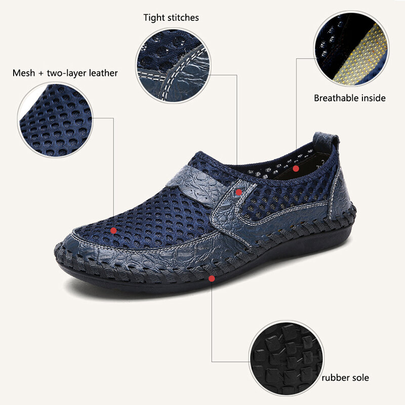 JIEMIAO Sepatu Hiking Trekking Baru Sepatu Pancing Pria Sneakers Pria Bersirkulasi Jaring Sepatu Kasual Luar Ruangan Ukuran Besar 38-50