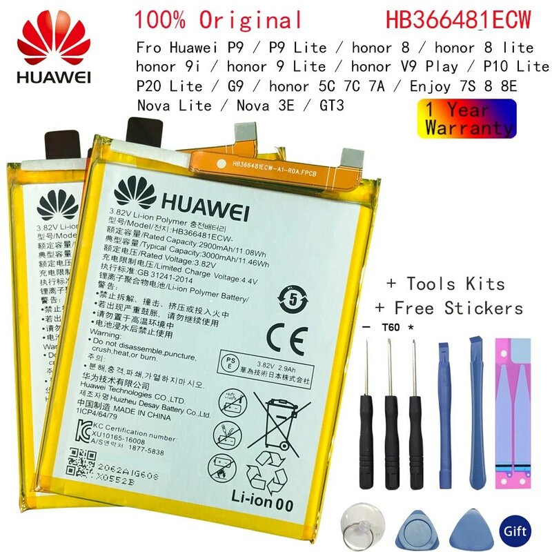 Huawei-bateria 100% original, honor 8, honor 9i, honor 9 lite, honor v9 play, p9 lite, p10 lite, p20 lite, g9, honor 5c