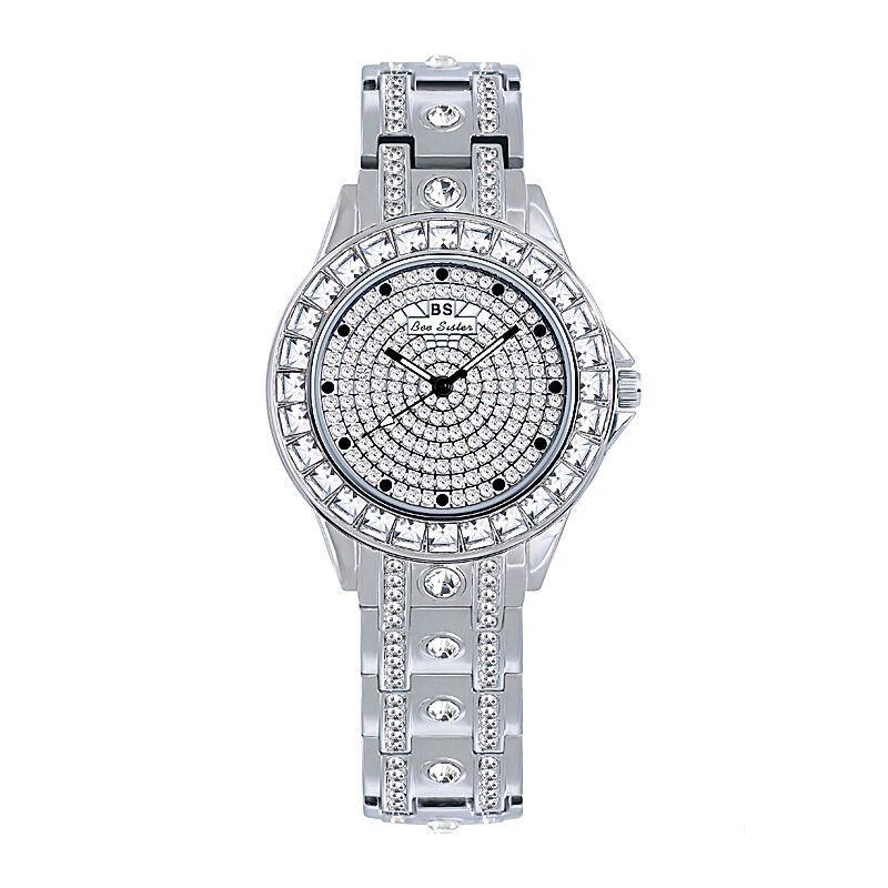 BS-Reloj de pulsera con diamantes de cristal para mujer, reloj de pulsera, de cuarzo, novedad de 0801835