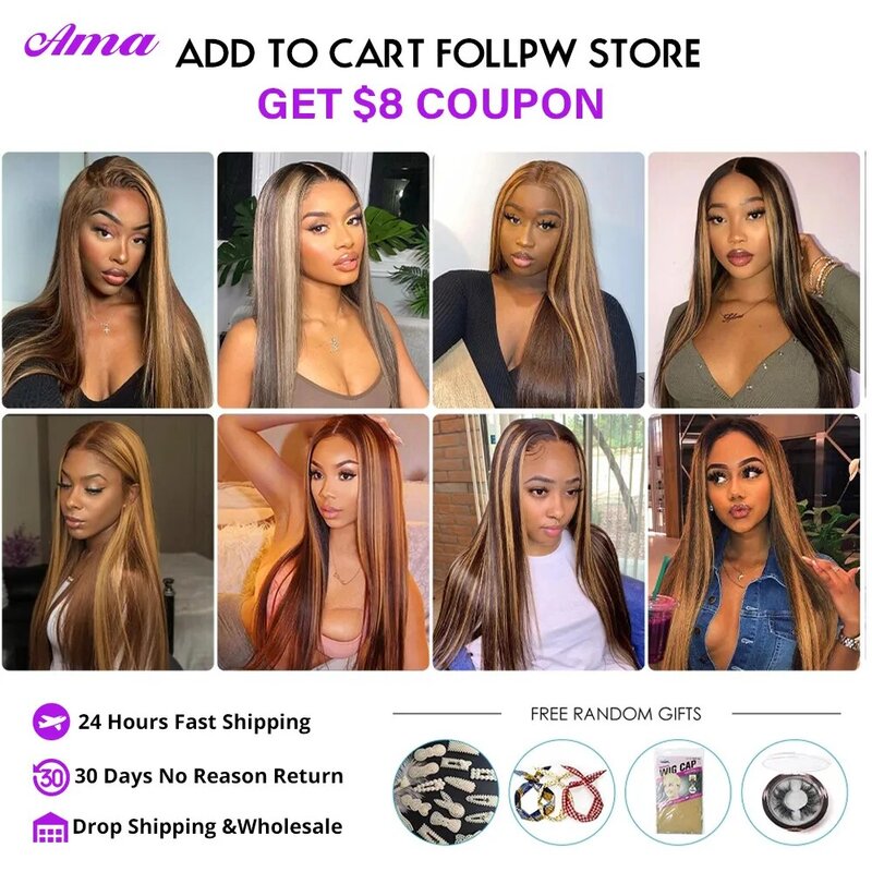Highlight Bundles With Frontal 13x4 Inch Straight Bundles With Frontal Honey Blonde 3PCS Human Hair Bundles With Fronal