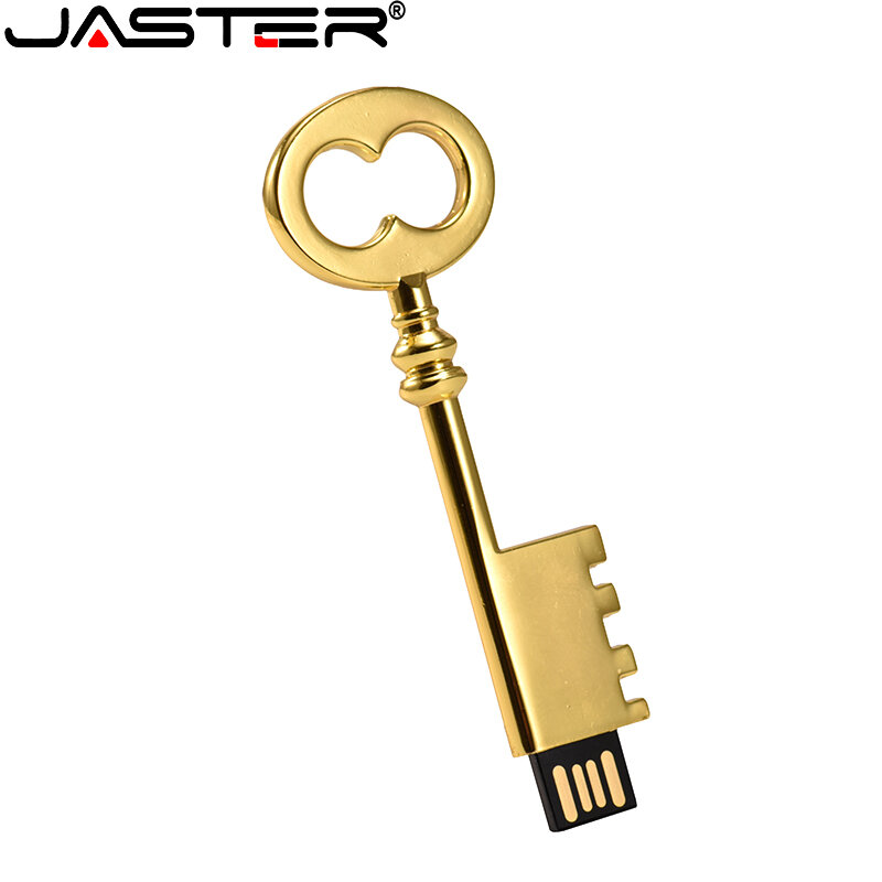 Jaster 2.0 pendrive usb 64gb, dispositivo de armazenamento de metal dourado 16gb 8gb